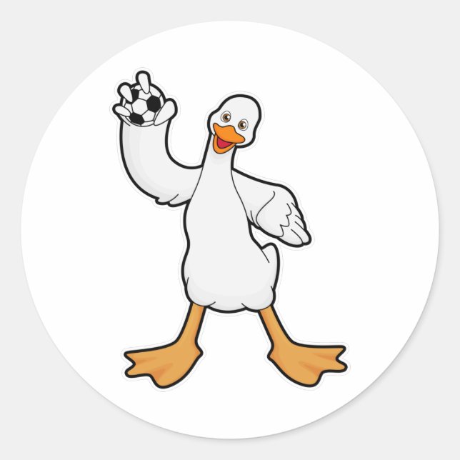 Duck as Handball player with Handball Classic Round Sticker (Front)