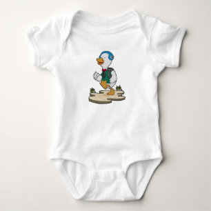 Duck as Hiker with Backpack Baby Bodysuit