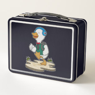 Duck as Hiker with Backpack Metal Lunch Box
