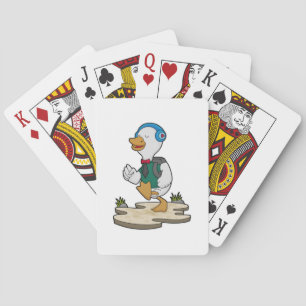 Duck as Hiker with Backpack Playing Cards