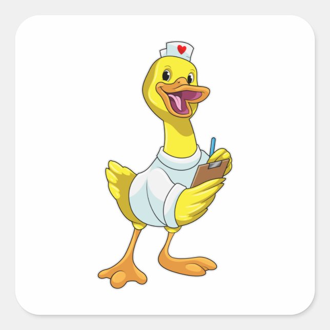Duck as Nurse with Heart Square Sticker (Front)