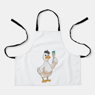Duck as Painter with Paint brush Apron