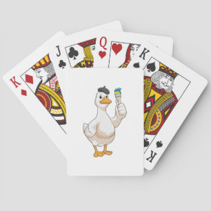 Duck as Painter with Paint brush Playing Cards