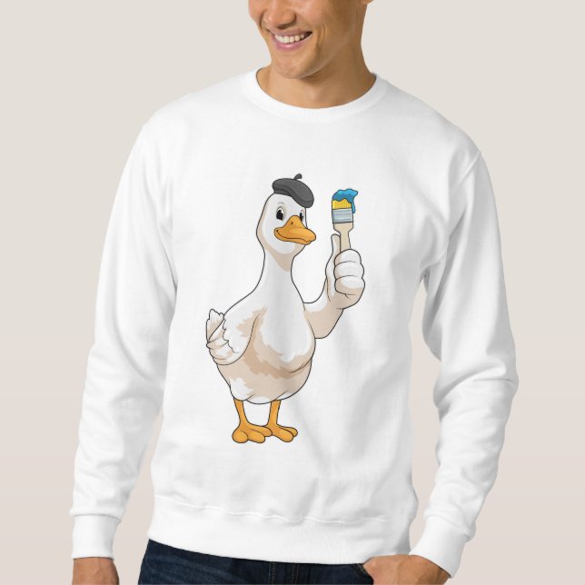 Duck as Painter with Paint brush Sweatshirt (Front)