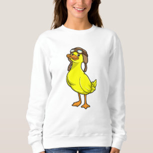Duck as Pilot with Cap & Goggles Sweatshirt