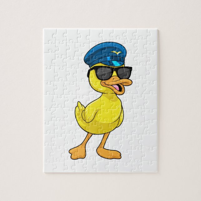 Duck as Pilot with Pilot hat Jigsaw Puzzle (Vertical)