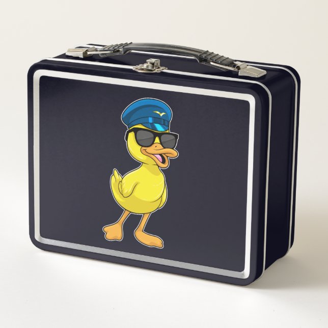 Duck as Pilot with Pilot hat Metal Lunch Box (Front)