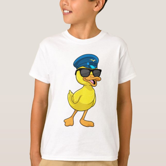 Duck as Pilot with Pilot hat T-Shirt (Front)