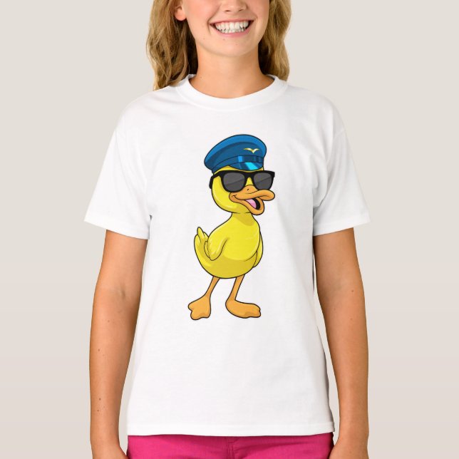 Duck as Pilot with Pilot hat T-Shirt (Front)