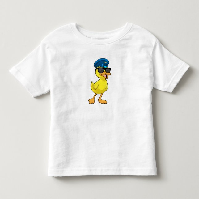 Duck as Pilot with Pilot hat Toddler T-Shirt (Front)