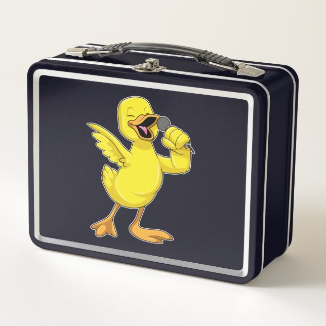 Duck as Singer with Microphone Metal Lunch Box (Front)