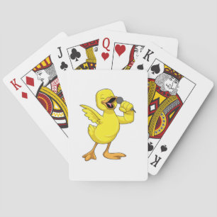 Duck as Singer with Microphone Playing Cards