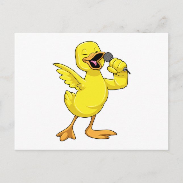 Duck as Singer with Microphone Postcard (Front)