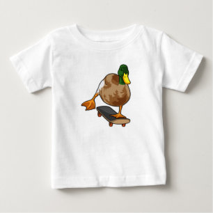 Duck as Skater with Skateboard Baby T-Shirt