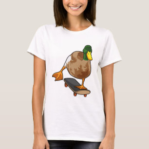 Duck as Skater with Skateboard T-Shirt
