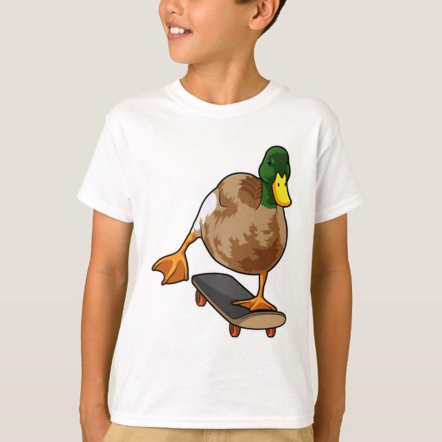 Duck as Skater with Skateboard T-Shirt (Front)