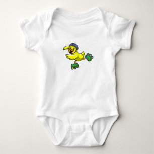 Duck as Skater with Skates & Helmet Baby Bodysuit