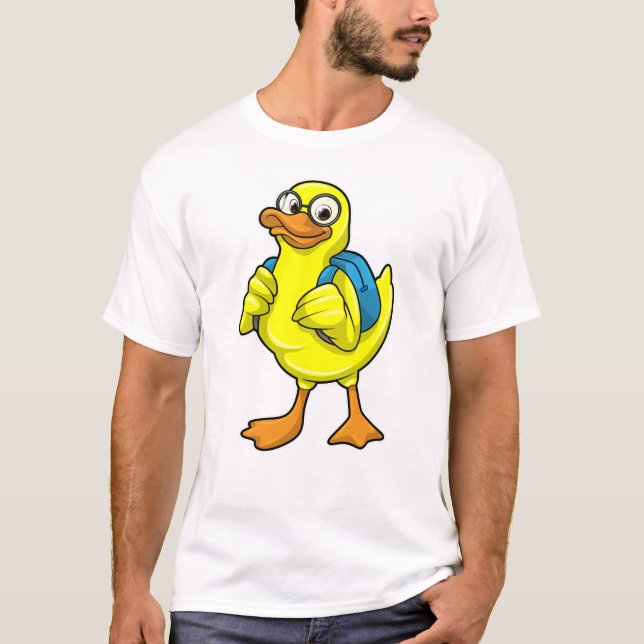 Duck as Student with Backpack T-Shirt (Front)
