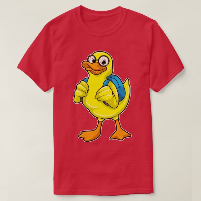 Duck as Student with Backpack T-Shirt (Design Front)