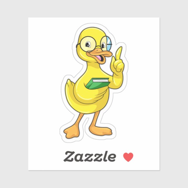 Duck as Teacher with Book & Glasses (Sheet)