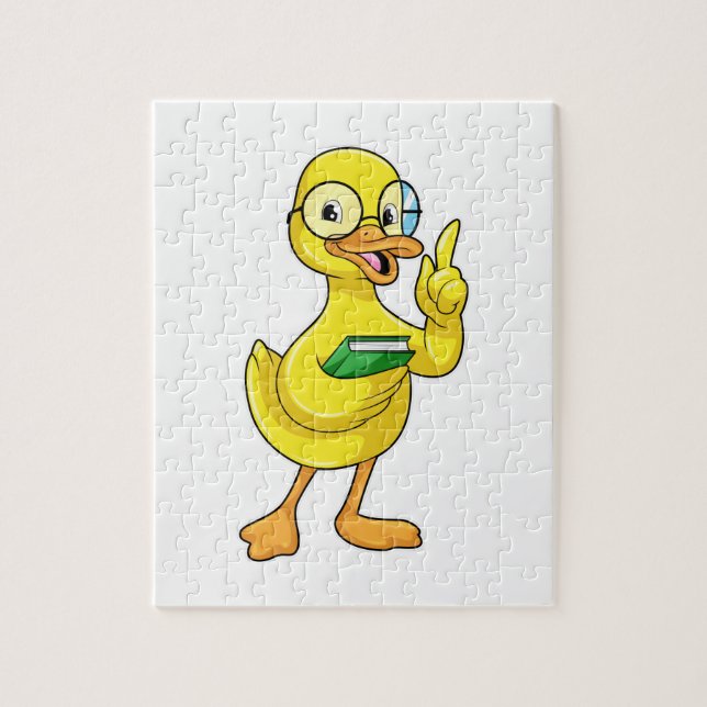 Duck as Teacher with Book & Glasses Jigsaw Puzzle (Vertical)