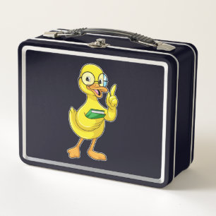 Duck as Teacher with Book & Glasses Metal Lunch Box