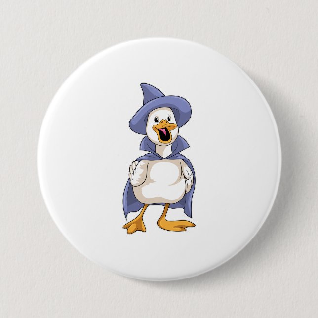 Duck as Witch with Hat 7.5 Cm Round Badge (Front)