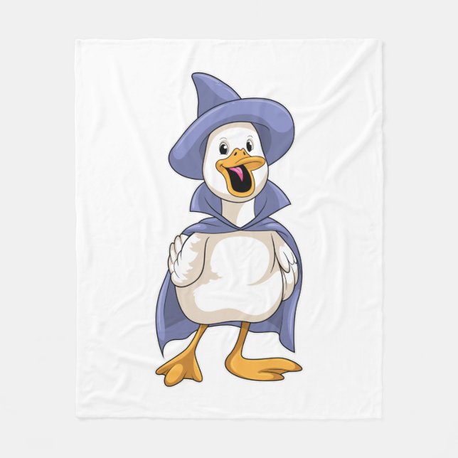 Duck as Witch with Hat Fleece Blanket (Front)