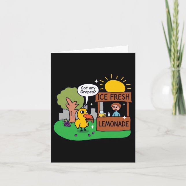 Duck Asks For Grapes Lemonade Stand Card (Front)