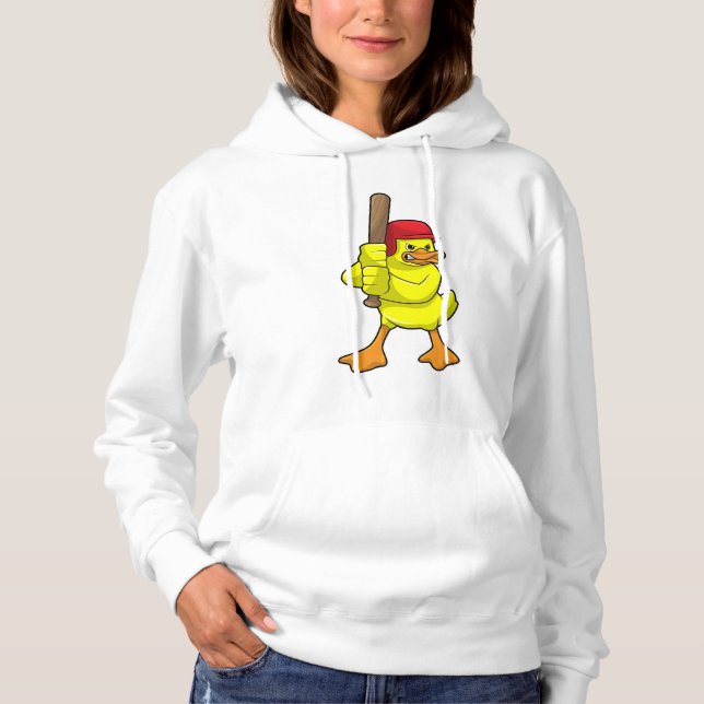 Duck at Baseball with Baseball bat & Cap Hoodie (Front)