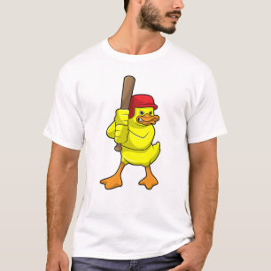 Duck at Baseball with Baseball bat & Cap T-Shirt