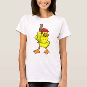 Duck at Baseball with Baseball bat & Cap T-Shirt