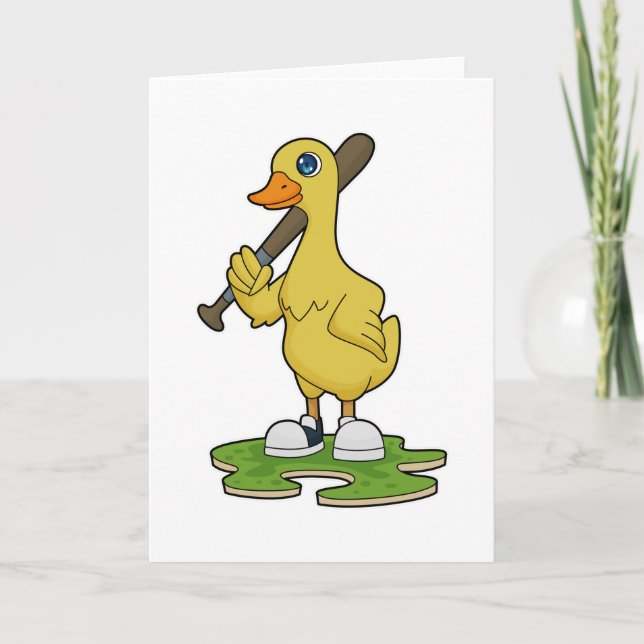 Duck at Baseball with Baseball bat Card (Front)