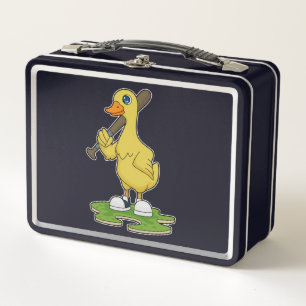 Duck at Baseball with Baseball bat Metal Lunch Box