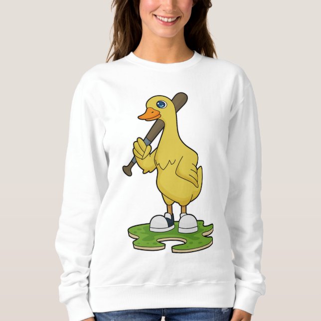 Duck at Baseball with Baseball bat Sweatshirt (Front)
