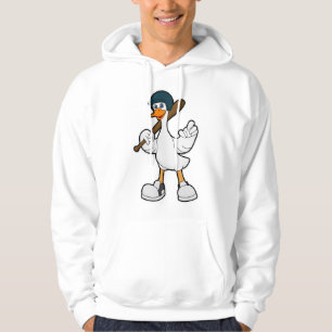 Duck at Baseball with Baseball racket & Helmet Hoodie