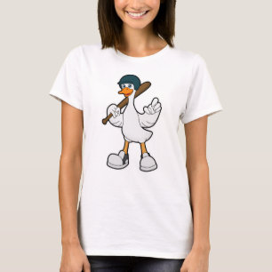 Duck at Baseball with Baseball racket & Helmet T-Shirt