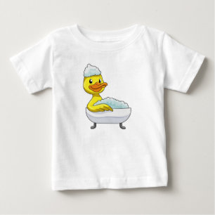 Duck at Bathing with Bathtub & Foam Baby T-Shirt