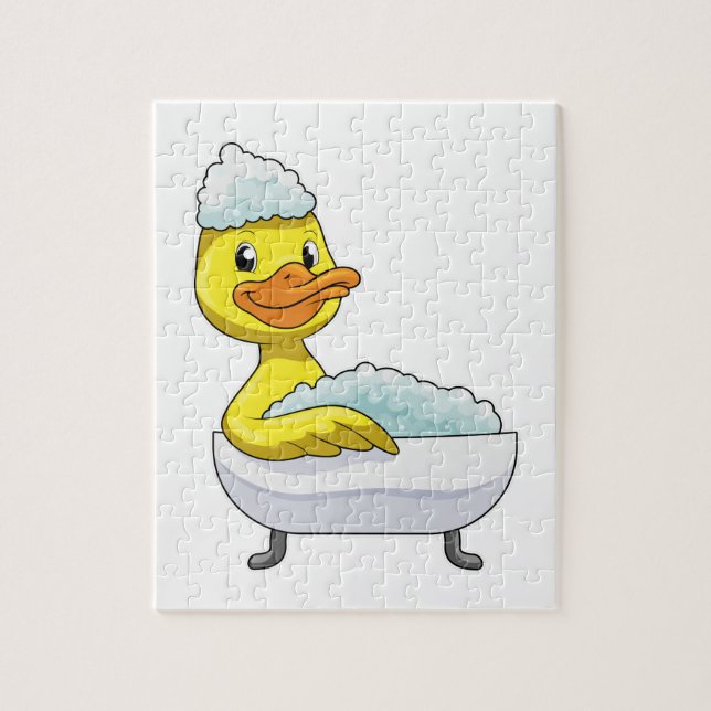 Duck at Bathing with Bathtub & Foam Jigsaw Puzzle (Vertical)