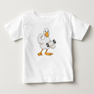 Duck at Bodybuilding with Dumbbell Baby T-Shirt