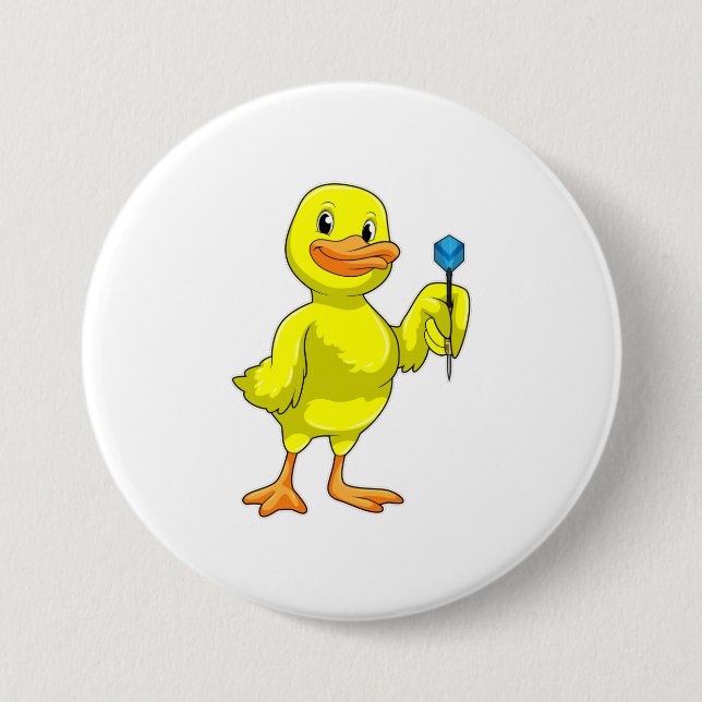Duck at Darts with Dart 7.5 Cm Round Badge (Front)