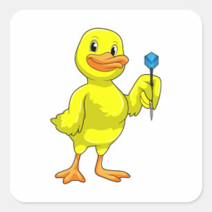 Duck at Darts with Dart Square Sticker