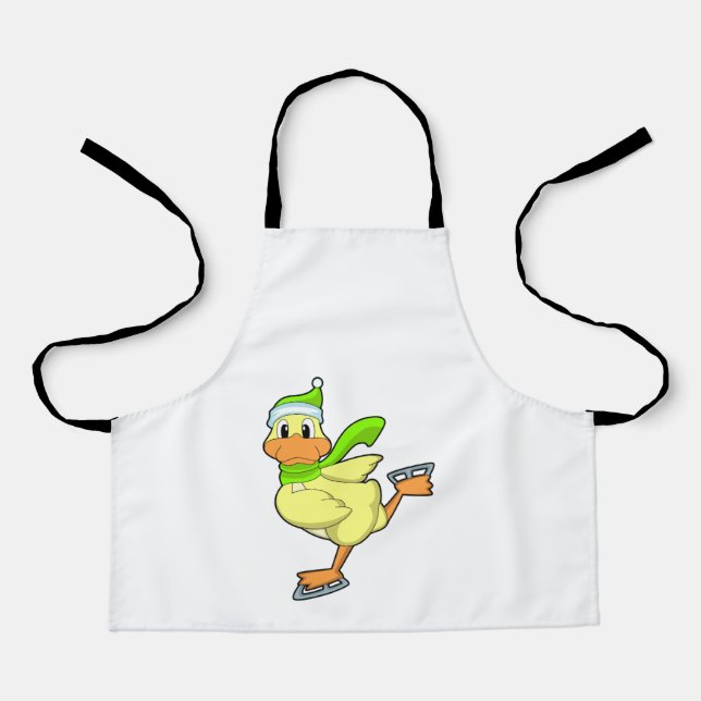 Duck at Ice skating with Ice skates Apron (Front)