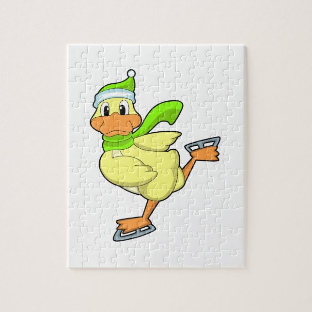 Duck at Ice skating with Ice skates Jigsaw Puzzle (Vertical)