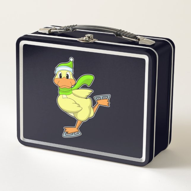 Duck at Ice skating with Ice skates Metal Lunch Box (Front)