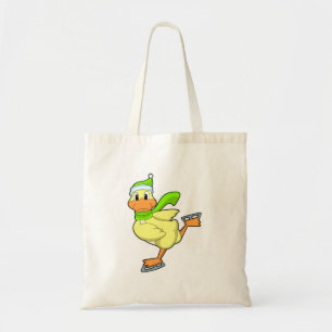 Duck at Ice skating with Ice skates Tote Bag