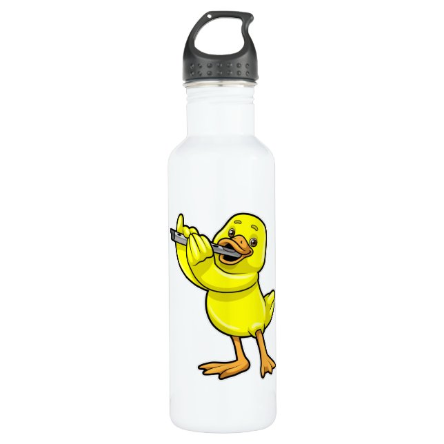 Duck at Music with Flute 710 Ml Water Bottle (Front)