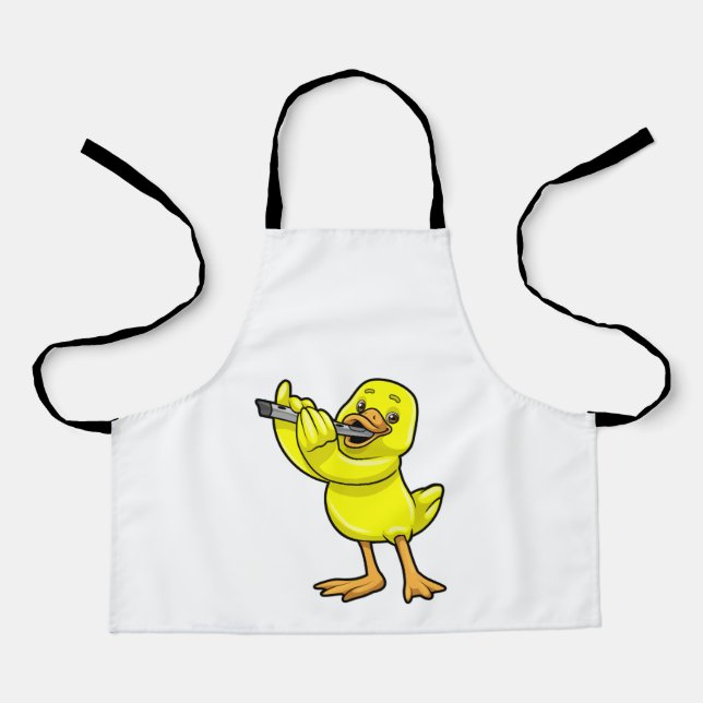 Duck at Music with Flute Apron (Front)