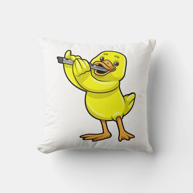 Duck at Music with Flute Cushion (Front)