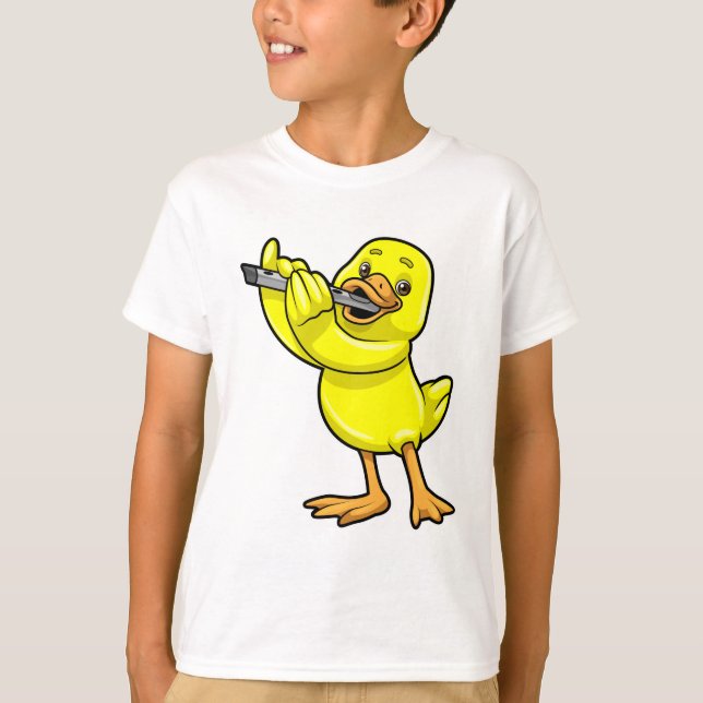 Duck at Music with Flute T-Shirt (Front)